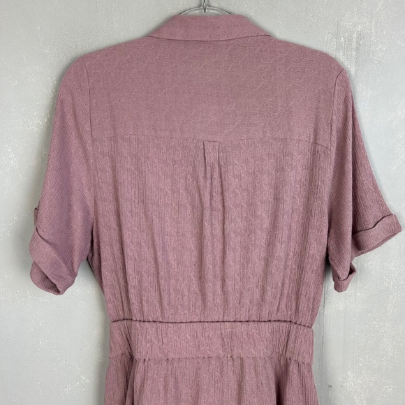 Free People size L mini wrap dress purple short sleeve cotton linen blend NEW - Picture 8 of 14